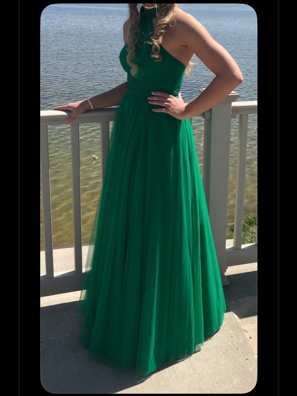 Sherri Hill Emerald Green Halter Prom Gown